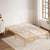 imageGiantex 14 Inch Queen Wood Platform Bed Frame Minimalist Style Mattress Foundation with Solid Rubber Wood Heavy Duty Slat Support Without Headboard Easy Assembly No Box Spring Needed WalnutNatural