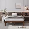 imageGiantex 14 Inch Queen Wood Platform Bed Frame Minimalist Style Mattress Foundation with Solid Rubber Wood Heavy Duty Slat Support Without Headboard Easy Assembly No Box Spring Needed WalnutWalnut