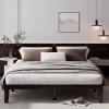 imageGiantex 14 Inch Queen Wood Platform Bed Frame Minimalist Style Mattress Foundation with Solid Rubber Wood Heavy Duty Slat Support Without Headboard Easy Assembly No Box Spring Needed WalnutEspresso
