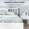 imageGiantex Queen Size Solid Wood Platform Bed Frame Mid Century Queen Bed Frame with Headboard Wood Slat Support Panel Bed No Box Spring Needed Easy Assembly WalnutWhite