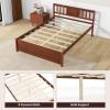 imageGiantex Queen Size Solid Wood Platform Bed Frame Mid Century Queen Bed Frame with Headboard Wood Slat Support Panel Bed No Box Spring Needed Easy Assembly WalnutWalnut