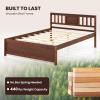 imageGiantex Queen Size Solid Wood Platform Bed Frame Mid Century Queen Bed Frame with Headboard Wood Slat Support Panel Bed No Box Spring Needed Easy Assembly WalnutWalnut