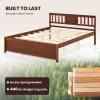 imageGiantex Queen Size Solid Wood Platform Bed Frame Mid Century Queen Bed Frame with Headboard Wood Slat Support Panel Bed No Box Spring Needed Easy Assembly WalnutWalnut