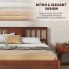 imageGiantex Queen Size Solid Wood Platform Bed Frame Mid Century Queen Bed Frame with Headboard Wood Slat Support Panel Bed No Box Spring Needed Easy Assembly WalnutWalnut