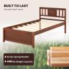 imageGiantex Queen Size Solid Wood Platform Bed Frame Mid Century Queen Bed Frame with Headboard Wood Slat Support Panel Bed No Box Spring Needed Easy Assembly WalnutWalnut