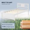imageGiantex Queen Size Solid Wood Platform Bed Frame Mid Century Queen Bed Frame with Headboard Wood Slat Support Panel Bed No Box Spring Needed Easy Assembly WalnutWhite