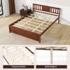 imageGiantex Queen Size Solid Wood Platform Bed Frame Mid Century Queen Bed Frame with Headboard Wood Slat Support Panel Bed No Box Spring Needed Easy Assembly WalnutWalnut