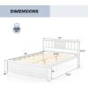 imageGiantex Queen Size Solid Wood Platform Bed Frame Mid Century Queen Bed Frame with Headboard Wood Slat Support Panel Bed No Box Spring Needed Easy Assembly WalnutWhite