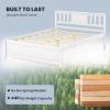 imageGiantex Queen Size Solid Wood Platform Bed Frame Mid Century Queen Bed Frame with Headboard Wood Slat Support Panel Bed No Box Spring Needed Easy Assembly WalnutWhite