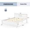 imageGiantex Queen Size Solid Wood Platform Bed Frame Mid Century Queen Bed Frame with Headboard Wood Slat Support Panel Bed No Box Spring Needed Easy Assembly WalnutWhite