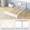 imageGiantex Queen Size Solid Wood Platform Bed Frame Mid Century Queen Bed Frame with Headboard Wood Slat Support Panel Bed No Box Spring Needed Easy Assembly WalnutWhite