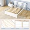 imageGiantex Queen Size Solid Wood Platform Bed Frame Mid Century Queen Bed Frame with Headboard Wood Slat Support Panel Bed No Box Spring Needed Easy Assembly WalnutWhite