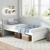 imageGiantex Queen Size Solid Wood Platform Bed Frame Mid Century Queen Bed Frame with Headboard Wood Slat Support Panel Bed No Box Spring Needed Easy Assembly WalnutWhite