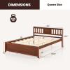 imageGiantex Queen Size Solid Wood Platform Bed Frame Mid Century Queen Bed Frame with Headboard Wood Slat Support Panel Bed No Box Spring Needed Easy Assembly WalnutWalnut