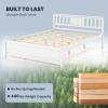 imageGiantex Queen Size Solid Wood Platform Bed Frame Mid Century Queen Bed Frame with Headboard Wood Slat Support Panel Bed No Box Spring Needed Easy Assembly WalnutWhite