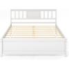 imageGiantex Queen Size Solid Wood Platform Bed Frame Mid Century Queen Bed Frame with Headboard Wood Slat Support Panel Bed No Box Spring Needed Easy Assembly WalnutWhite