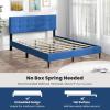 imageGiantex Twin Bed Frames for Kids Modern Fabric Linen Upholstered Platform Bed Frame with Button Tufted Headboard and Wooden Slats No Box Spring Needed Kids Twin Bed for Boys Girls Navy BlueNavy Blue