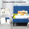 imageGiantex Twin Bed Frames for Kids Modern Fabric Linen Upholstered Platform Bed Frame with Button Tufted Headboard and Wooden Slats No Box Spring Needed Kids Twin Bed for Boys Girls Navy BlueNavy Blue
