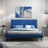 imageGiantex Twin Bed Frames for Kids Modern Fabric Linen Upholstered Platform Bed Frame with Button Tufted Headboard and Wooden Slats No Box Spring Needed Kids Twin Bed for Boys Girls Navy BlueNavy Blue