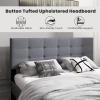 imageGiantex Twin Bed Frames for Kids Modern Fabric Linen Upholstered Platform Bed Frame with Button Tufted Headboard and Wooden Slats No Box Spring Needed Kids Twin Bed for Boys Girls Navy BlueGrey