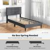 imageGiantex Twin Bed Frames for Kids Modern Fabric Linen Upholstered Platform Bed Frame with Button Tufted Headboard and Wooden Slats No Box Spring Needed Kids Twin Bed for Boys Girls Navy BlueGrey