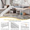 imageGiantex Twin Loft Bed with Slide Metal Low Bunk Bed wSafety Guardrails ampamp Builtin Ladder Toddler Bed Floor Frame for Boys ampamp Girls No Box Spring Needed BlackWhite