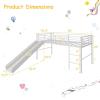 imageGiantex Twin Loft Bed with Slide Metal Low Bunk Bed wSafety Guardrails ampamp Builtin Ladder Toddler Bed Floor Frame for Boys ampamp Girls No Box Spring Needed BlackWhite