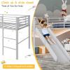 imageGiantex Twin Loft Bed with Slide Metal Low Bunk Bed wSafety Guardrails ampamp Builtin Ladder Toddler Bed Floor Frame for Boys ampamp Girls No Box Spring Needed BlackSilver