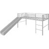 imageGiantex Twin Loft Bed with Slide Metal Low Bunk Bed wSafety Guardrails ampamp Builtin Ladder Toddler Bed Floor Frame for Boys ampamp Girls No Box Spring Needed BlackSilver