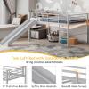 imageGiantex Twin Loft Bed with Slide Metal Low Bunk Bed wSafety Guardrails ampamp Builtin Ladder Toddler Bed Floor Frame for Boys ampamp Girls No Box Spring Needed BlackSilver