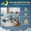 imageGiantex Twin Loft Bed with Slide Metal Low Bunk Bed wSafety Guardrails ampamp Builtin Ladder Toddler Bed Floor Frame for Boys ampamp Girls No Box Spring Needed BlackSilver