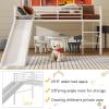 imageGiantex Twin Loft Bed with Slide Metal Low Bunk Bed wSafety Guardrails ampamp Builtin Ladder Toddler Bed Floor Frame for Boys ampamp Girls No Box Spring Needed BlackWhite