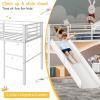 imageGiantex Twin Loft Bed with Slide Metal Low Bunk Bed wSafety Guardrails ampamp Builtin Ladder Toddler Bed Floor Frame for Boys ampamp Girls No Box Spring Needed BlackWhite