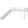 imageGiantex Twin Loft Bed with Slide Metal Low Bunk Bed wSafety Guardrails ampamp Builtin Ladder Toddler Bed Floor Frame for Boys ampamp Girls No Box Spring Needed BlackWhite