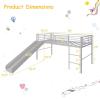 imageGiantex Twin Loft Bed with Slide Metal Low Bunk Bed wSafety Guardrails ampamp Builtin Ladder Toddler Bed Floor Frame for Boys ampamp Girls No Box Spring Needed BlackSilver