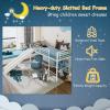 imageGiantex Twin Loft Bed with Slide Metal Low Bunk Bed wSafety Guardrails ampamp Builtin Ladder Toddler Bed Floor Frame for Boys ampamp Girls No Box Spring Needed BlackWhite