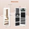 imageGiantex Wall Door Mounted Jewelry Armoire Cabinet with 475quot Full Length Mirror 2 LEDs Lockable Jewelry Organizers and Storage with 2 Drawers Over the Door Jewelry Organizer Cabinet SageWhite
