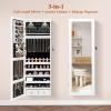 imageGiantex Wall Door Mounted Jewelry Armoire Cabinet with 475quot Full Length Mirror 2 LEDs Lockable Jewelry Organizers and Storage with 2 Drawers Over the Door Jewelry Organizer Cabinet SageWhite