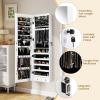 imageGiantex Wall Door Mounted Jewelry Armoire Cabinet with 475quot Full Length Mirror 2 LEDs Lockable Jewelry Organizers and Storage with 2 Drawers Over the Door Jewelry Organizer Cabinet SageWhite
