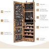 imageGiantex Wall Door Mounted Jewelry Armoire Cabinet with 475quot Full Length Mirror 2 LEDs Lockable Jewelry Organizers and Storage with 2 Drawers Over the Door Jewelry Organizer Cabinet SageRustic Brown