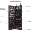 imageGiantex Wall Door Mounted Jewelry Armoire Cabinet with 475quot Full Length Mirror 2 LEDs Lockable Jewelry Organizers and Storage with 2 Drawers Over the Door Jewelry Organizer Cabinet SageEspresso