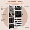 imageGiantex Wall Door Mounted Jewelry Armoire Cabinet with 475quot Full Length Mirror 2 LEDs Lockable Jewelry Organizers and Storage with 2 Drawers Over the Door Jewelry Organizer Cabinet SageWhite
