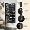 imageGiantex Wall Door Mounted Jewelry Armoire Cabinet with 475quot Full Length Mirror 2 LEDs Lockable Jewelry Organizers and Storage with 2 Drawers Over the Door Jewelry Organizer Cabinet SageBlack