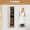 imageGiantex Wall Door Mounted Jewelry Armoire Cabinet with 475quot Full Length Mirror 2 LEDs Lockable Jewelry Organizers and Storage with 2 Drawers Over the Door Jewelry Organizer Cabinet SageRustic Brown