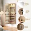 imageGiantex Wall Door Mounted Jewelry Armoire Cabinet with 475quot Full Length Mirror 2 LEDs Lockable Jewelry Organizers and Storage with 2 Drawers Over the Door Jewelry Organizer Cabinet SageLight Oak