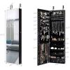 imageGiantex Wall Door Mounted Jewelry Armoire Cabinet with 475quot Full Length Mirror 2 LEDs Lockable Jewelry Organizers and Storage with 2 Drawers Over the Door Jewelry Organizer Cabinet SageBlack