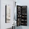 imageGiantex Wall Door Mounted Jewelry Armoire Cabinet with 475quot Full Length Mirror 2 LEDs Lockable Jewelry Organizers and Storage with 2 Drawers Over the Door Jewelry Organizer Cabinet SageBlack