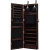 imageGiantex Wall Door Mounted Jewelry Armoire Cabinet with 475quot Full Length Mirror 2 LEDs Lockable Jewelry Organizers and Storage with 2 Drawers Over the Door Jewelry Organizer Cabinet SageEspresso