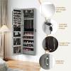 imageGiantex Wall Door Mounted Jewelry Armoire Cabinet with 475quot Full Length Mirror 2 LEDs Lockable Jewelry Organizers and Storage with 2 Drawers Over the Door Jewelry Organizer Cabinet SageGray