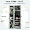 imageGiantex Wall Door Mounted Jewelry Armoire Cabinet with 475quot Full Length Mirror 2 LEDs Lockable Jewelry Organizers and Storage with 2 Drawers Over the Door Jewelry Organizer Cabinet SageWeathered Blue